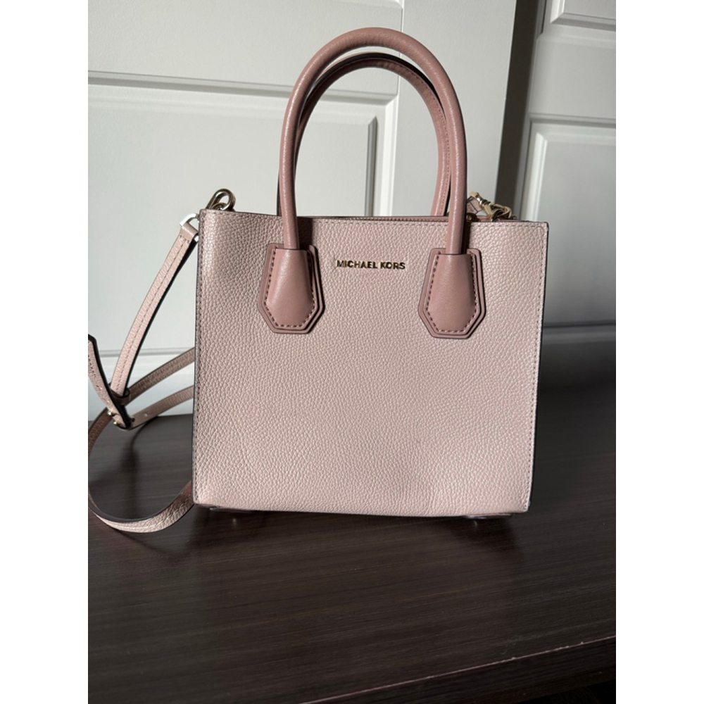 👜 Michael Kors Blush Pink Leather Satchel | Crossbody Strap | Structured Tote